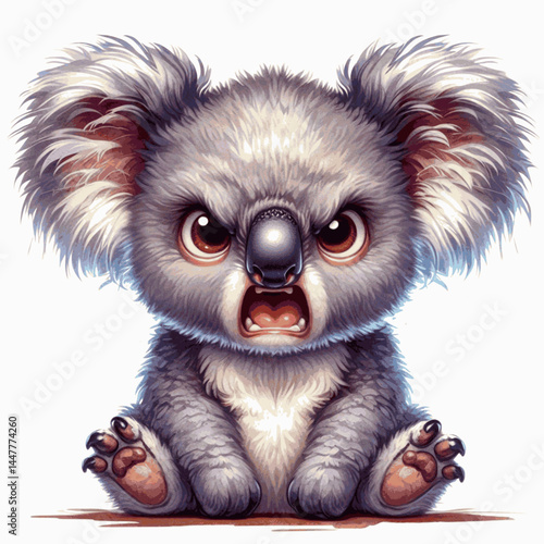 Stormy Cuddle Chaos koala angry isolated watercolor vector illustration svg 