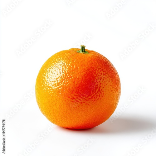 Single orange fruit close up shot on white background