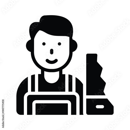 Get a sight of this latest glyph icon of carpenter with a saw