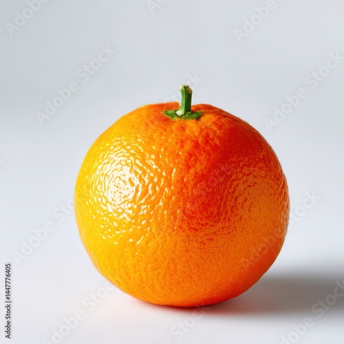 Single orange fruit close up shot on white background