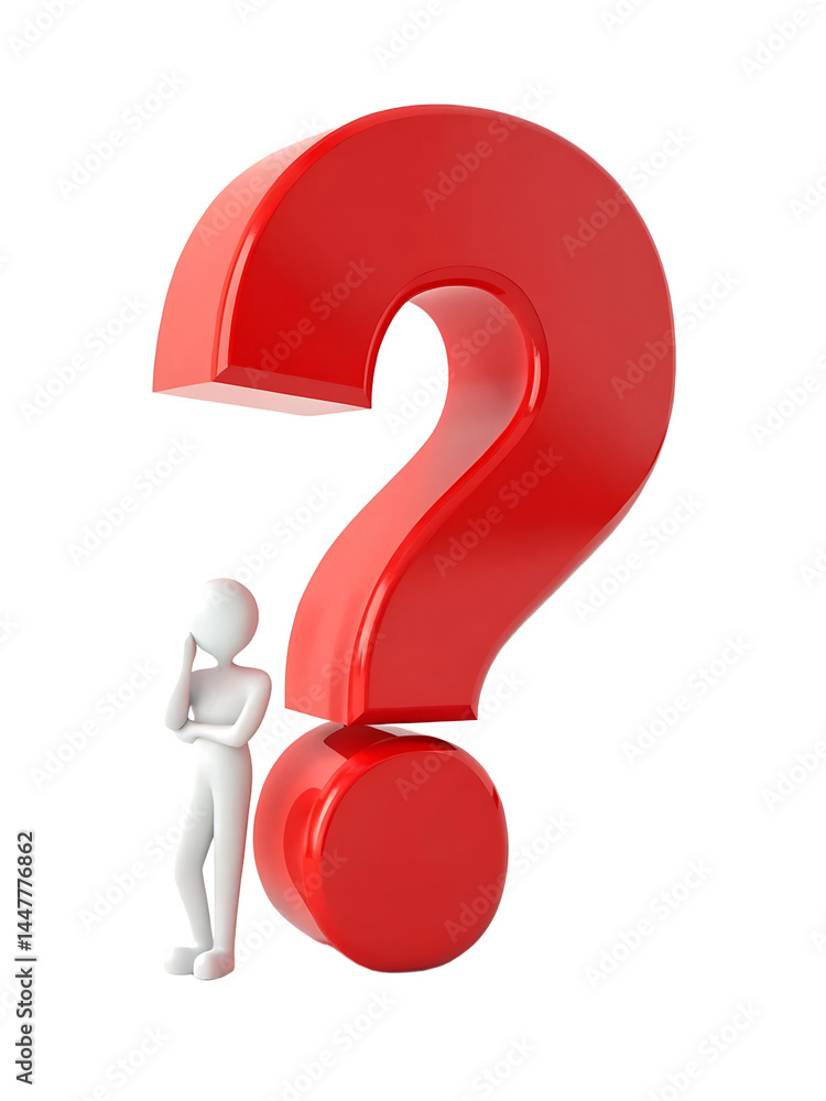 Thoughtful Person Facing a Big Red Question Mark PNG and transparent background Thoughtful Person Facing a Big Red Question Mark PNG and transparent background