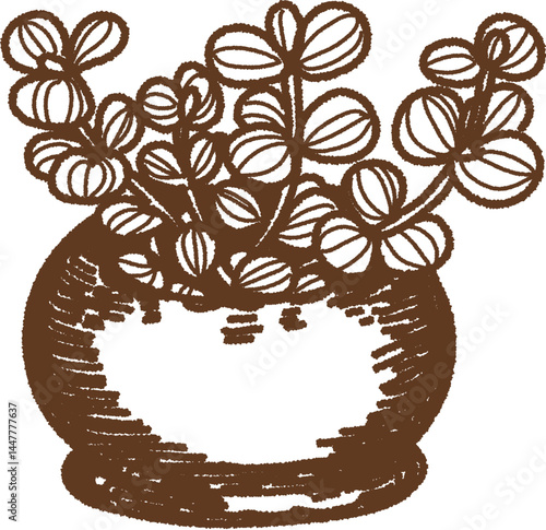 観葉植物の線画のイラスト