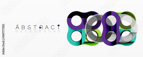 Abstract design features overlapping circles, vibrant colors, modern aesthetic. Clean background enhances visual impact.