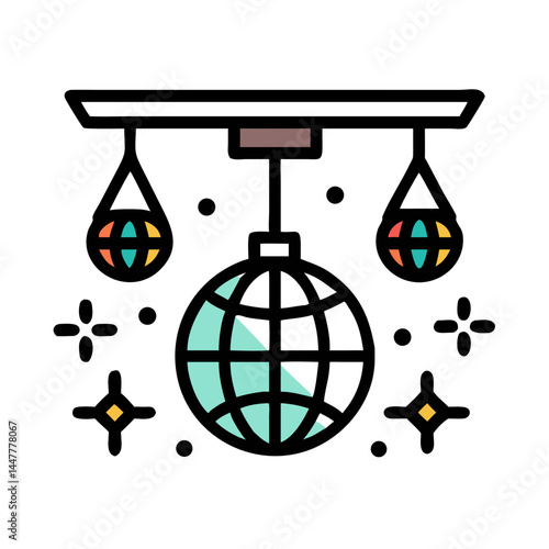 Disco Light Icon Representing Party Atmosphere and Dance Floor Illumination