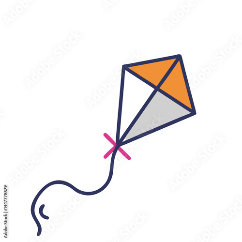 Flying Kite on String Icon Representing Outdoor Fun and Recreational Activity