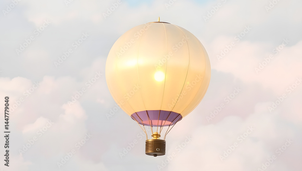 Fototapeta premium Whimsical Hot Air Balloon Soaring Through Clouds A Dreamy Scene