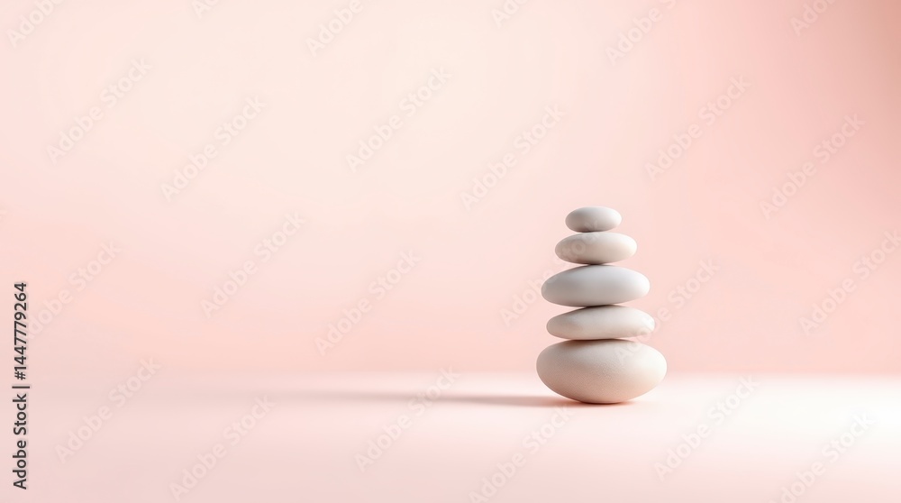 Obraz premium Balanced Stone Stack on Pastel Background