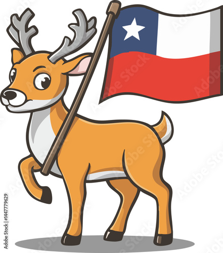 Cartoon Deer with Chilean Flag
