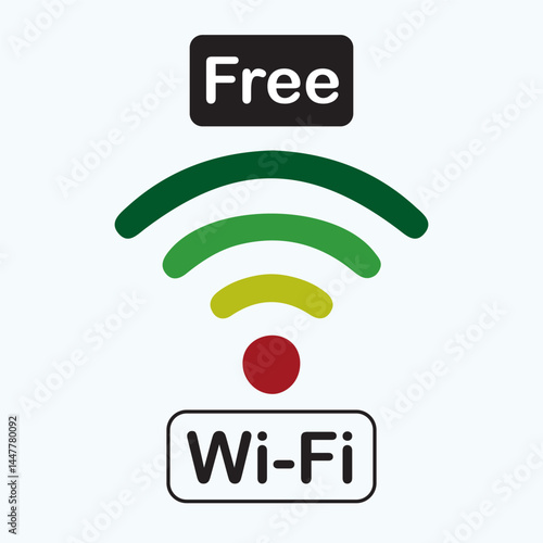 Free WiFi icon set symbol. colorful Vector wifi sign on white background. Wifi signal, public place, restaurant, access point, public Wi-Fi, Free Wi-Fi zone, Radio signal, wireless, password, label