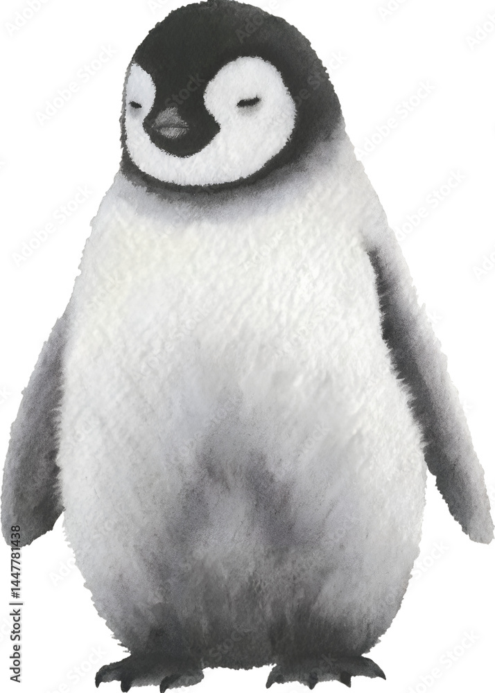 Ταπετσαρία Watercolor illustration of a baby penguin chick on transparent background