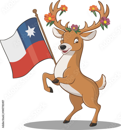 Cartoon Deer with Chilean Flag