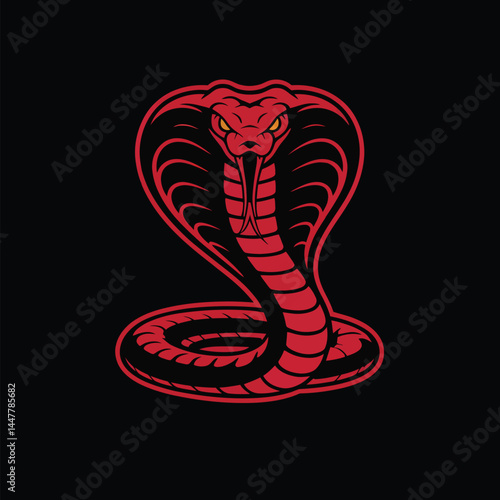 vector illustration colorful creepy cobra with black background vintage illustration
