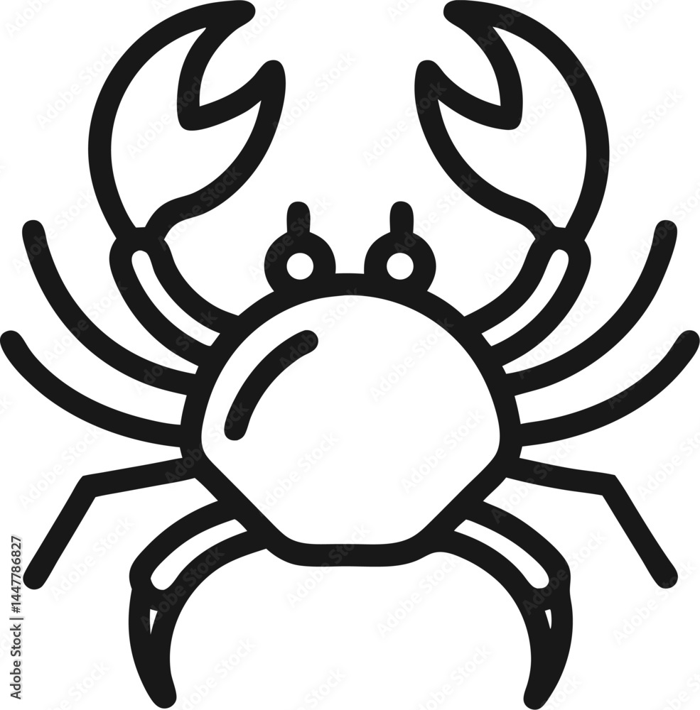 Crab icon line art vector on transparent background Crab icon line art vector on transparent background