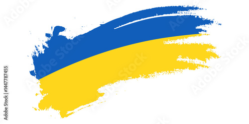 Ukraine Flag with Brush Concept. Flag of Ukraine in Grunge Style. Pray for Ukraine. Hand Painted Brush Flag of Ukraine Country