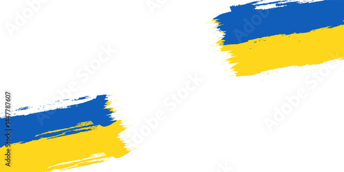 Ukraine Flag with Brush Concept. Flag of Ukraine in Grunge Style. Pray for Ukraine. Hand Painted Brush Flag of Ukraine Country