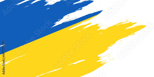 Ukraine Flag with Brush Concept. Flag of Ukraine in Grunge Style. Pray for Ukraine. Hand Painted Brush Flag of Ukraine Country