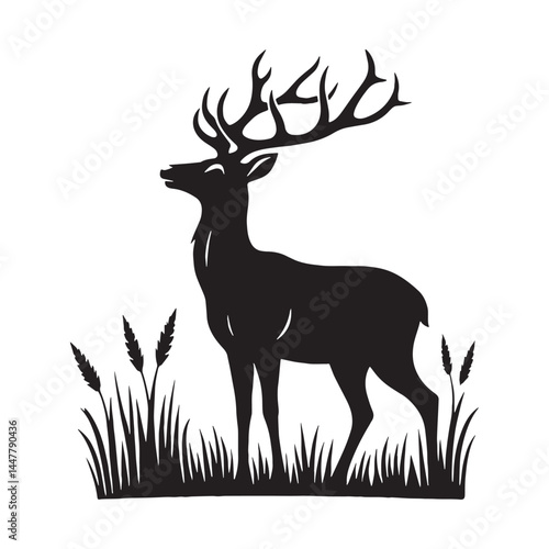 Clean deer silhouette vector created for sharp branding assets – deer silhouette – deer vector – deer illustration – silhouette of deer

