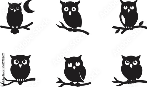 An illustration featuring a black owl face silhouette set against a clean white background showing a detailed owl face with wide eyes and a sharp beak, symbolizing wisdom and perception.