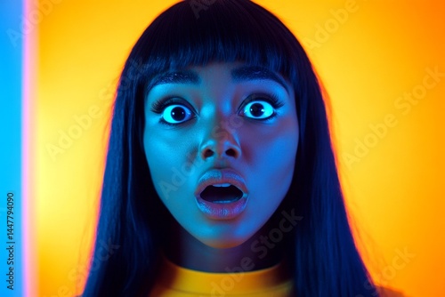 Lovely very stunned black girl - for ads, advertisement and online promotion use. Commercial digital ads creative. Long trim - straight hair. Afro-american long hair. Long hair model.
