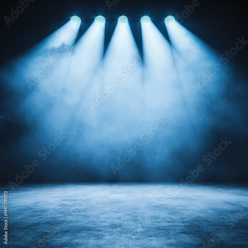Dramatic Blue Stage Lighting with Smoke Effect for Performances