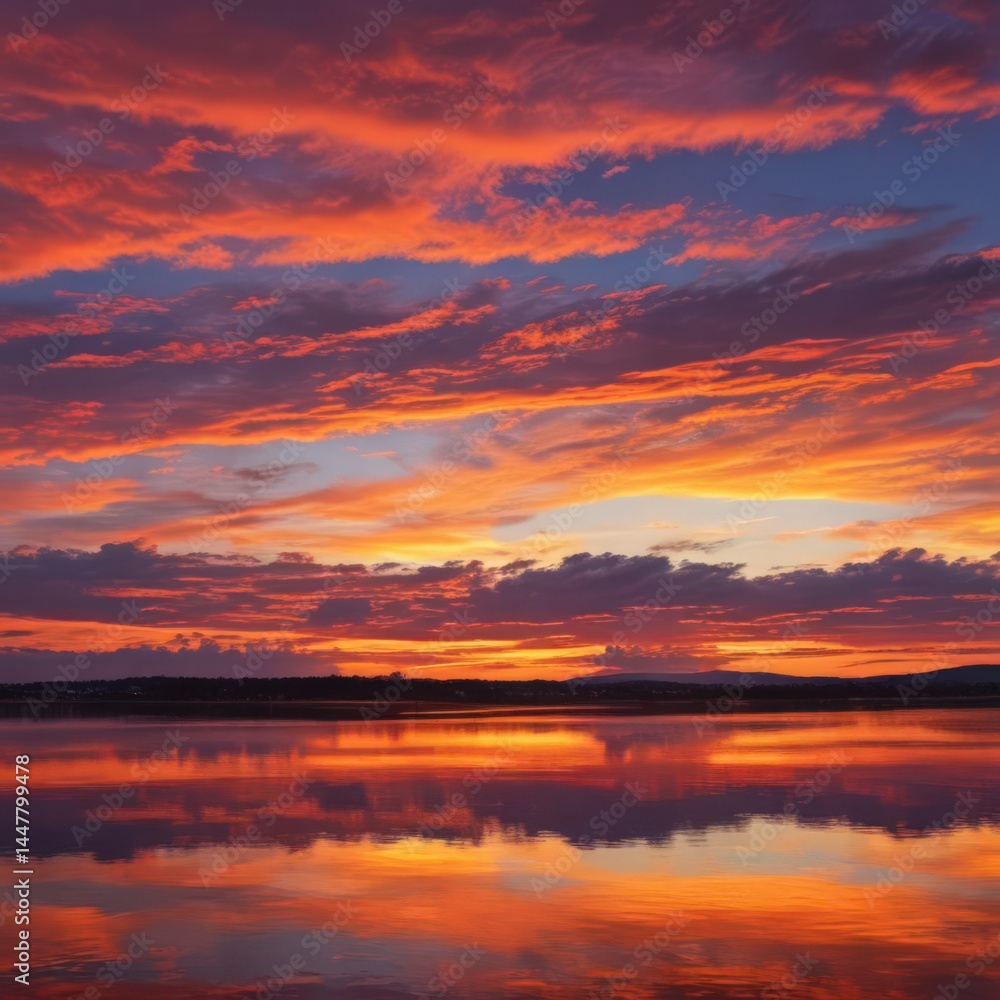 Fototapeta premium sunset over the lake, sunset over the river, sunset over the sea