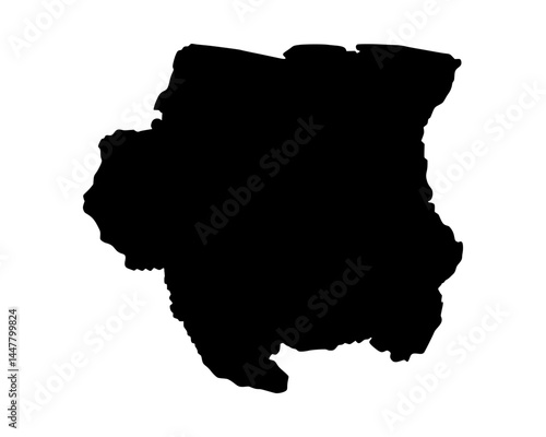 High detailed black illustration map - Suriname