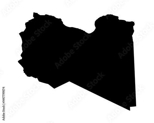 High detailed black illustration map - Libya