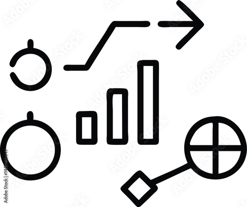 Operation management and business administration editable stroke outline icons  isolated on white background flat vector illustration