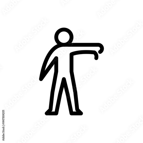 dislike gesture outline icon. stick figure thumb down gesture line art illustration.
