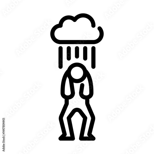 disturbed gesture outline icon. stick figure sad line art illustration.
