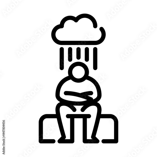 disturbed gesture outline icon. stick figure sad line art illustration.