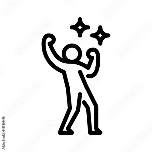 celebration gesture outline icon. stick figure happy line art illustration.