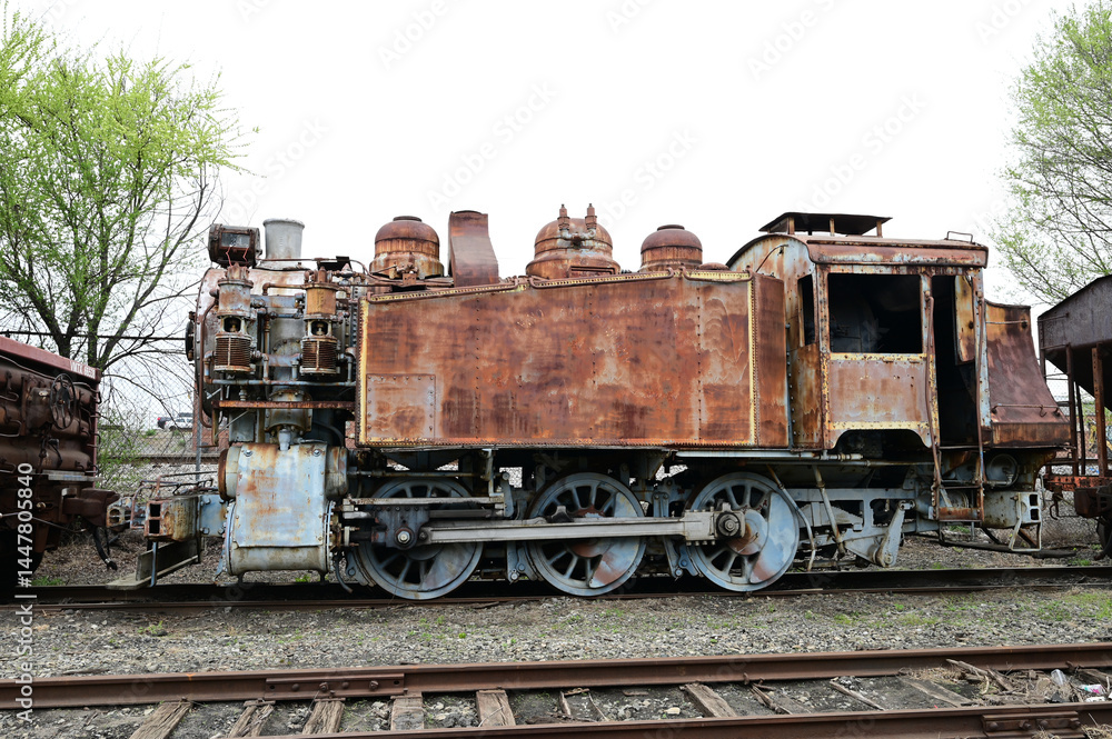 Naklejka premium Rusty old steam locomotive