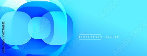 Abstract blue design features layered circles, creating dynamic visual effect. Gradient background adds depth, modern feel.