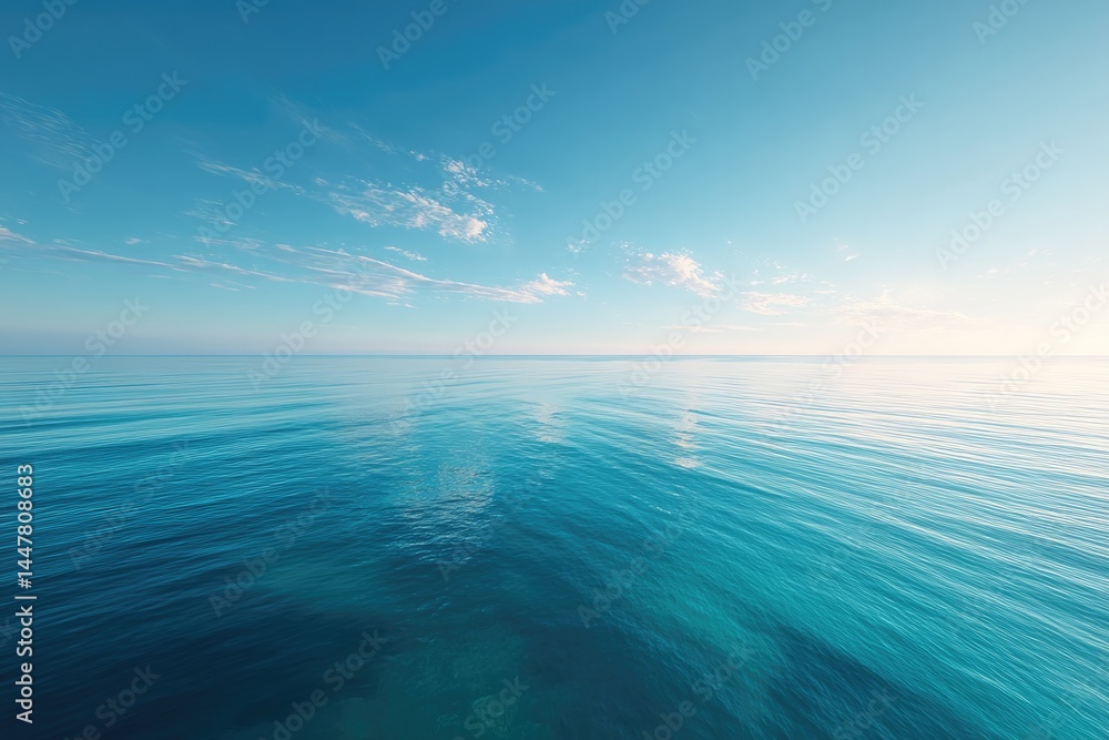 Obraz premium serene seascape capturing vast horizon of ocean on world oceans day illustrating subtle beauty and understated elegance