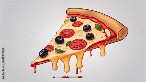 Cheesy Cartoon Slice of Pizza