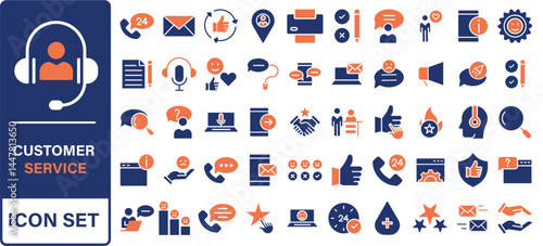 Customer Service and Support - Outline Icon Collection. Thin Line Set contains such Icons as Online Help, Helpdesk, Quick Response, Feedback and more. Simple web icons set