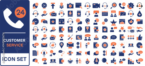 Customer Service and Support - Outline Icon Collection. Thin Line Set contains such Icons as Online Help, Helpdesk, Quick Response, Feedback and more. Simple web icons set