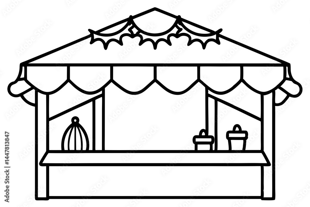 Obraz premium Holiday Market Stall Outline Drawing