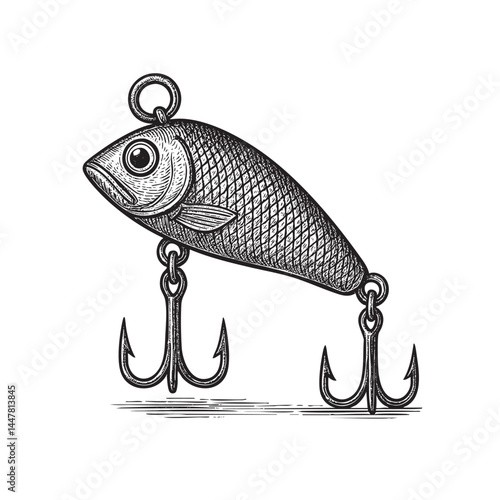 fishing lure with hooks vector illustration