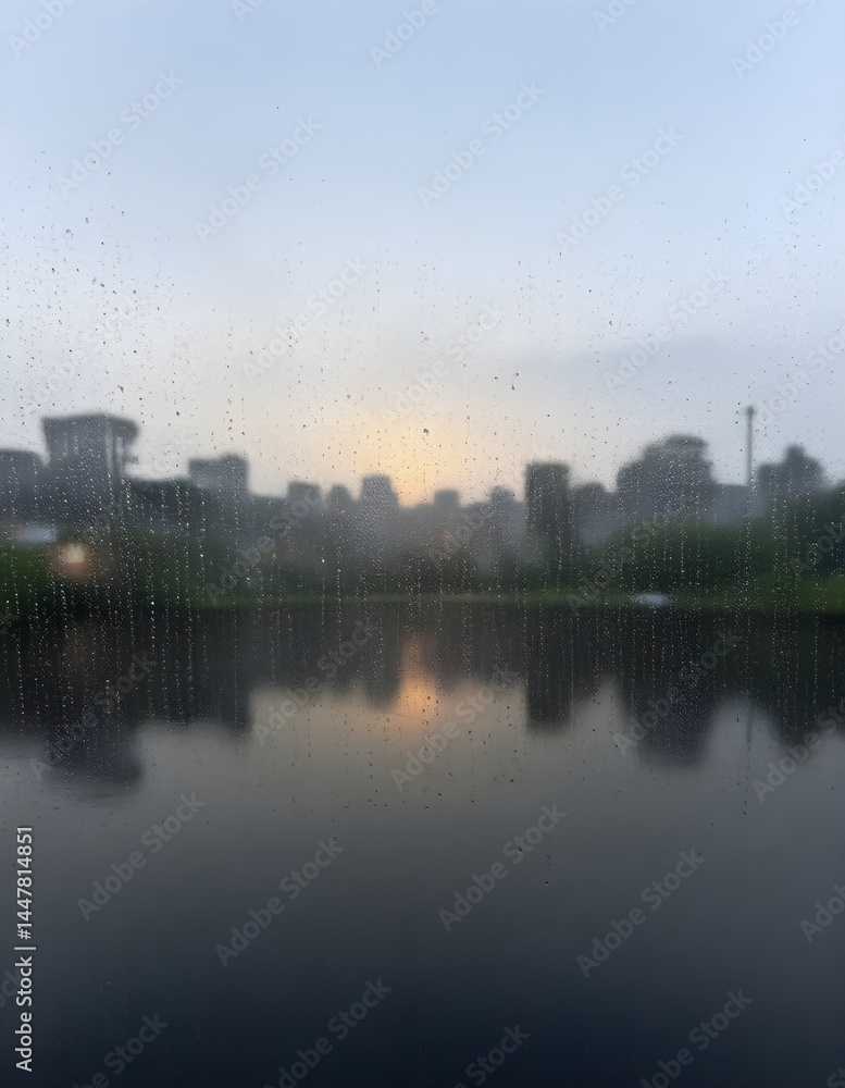 Fototapeta premium A Pane Between Warmth and the Distant Rain