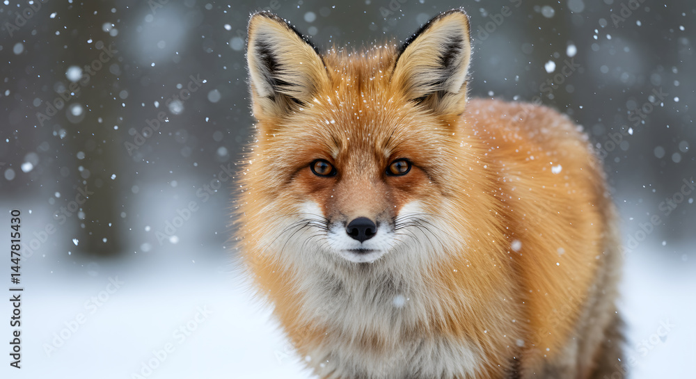 Fototapeta premium Majestic Red Fox in Winter Wonderland