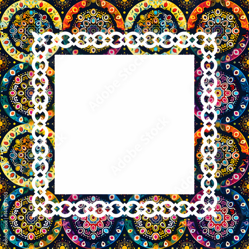 Obraz na płótnie A colorful decorative frame with a blank center for text or images. w salonie