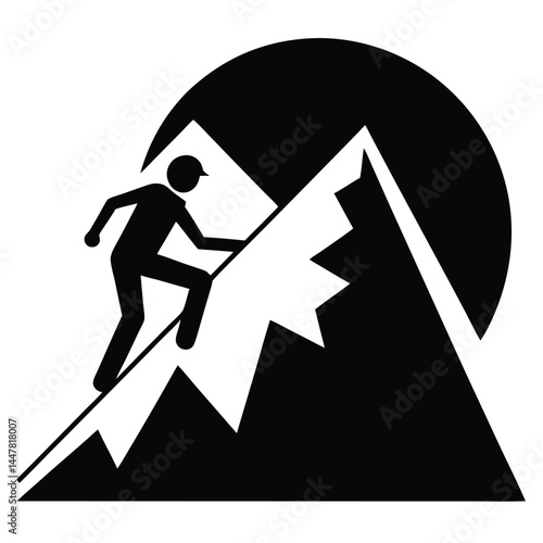 Climber Ascending Mountain Peak A Symbol of Achievement