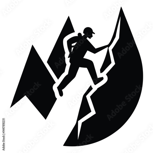 Adventure Climber Mountain Silhouette Logo