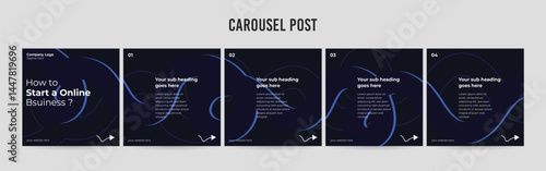 Editable Instagram Carousel Post Layout Set, Social Media Marketing microblog template design, tips & tricks linkedin post template, eps 10.