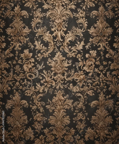 Elegant damask floral wallpaper, vintage ornate design, art, wallpaper, luxury