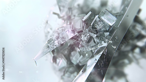 Obraz na płótnie Abstract crystalline structure with sharp edges and reflective surfaces. w salonie