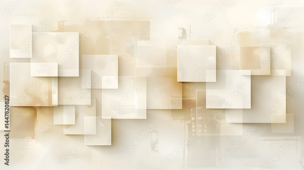 Abstract design with layered squares and soft colors for modern backgrounds.