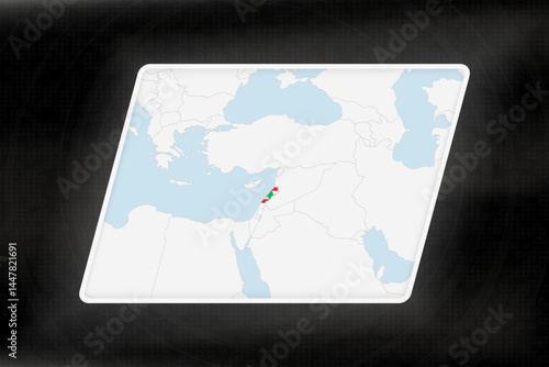 Lebanon Highlighted in Flag Colors on Geographic Map.